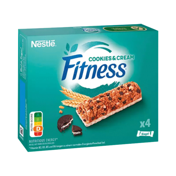 Nestlé Fitness Getreideriegel Cookies & Cream, 94g Produktbild, Vorderseite der Verpackung